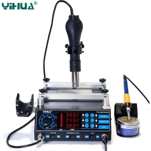 YIHUA 853AAA Bga Rework Station SMD Hot Air Gun Soldering Irons Preheating Station Functions 3 in 1 BGA rework soldering station