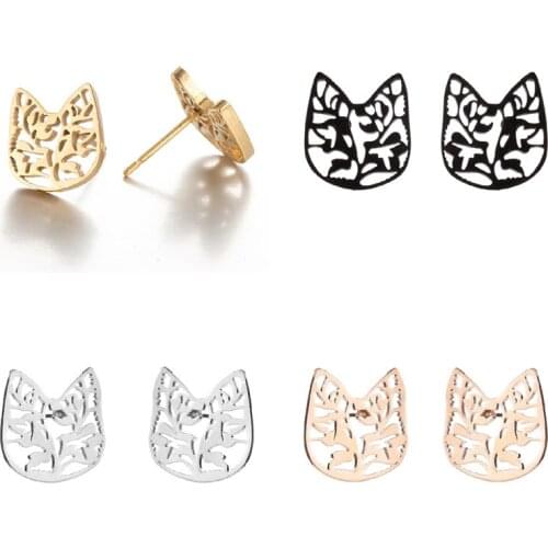 Stainless Steel Black Cat Earrings Punk Jewelry Minimalism Cat Lover Gift Fashion Women Cartoon Animal Dog Paw Earring Accessory