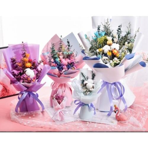 Wedding Gifts for Guests Cotton Crystal Grass Natural Dried Flowers，Mothers Party Gift,Photocall Wedding Decoration Bouquet