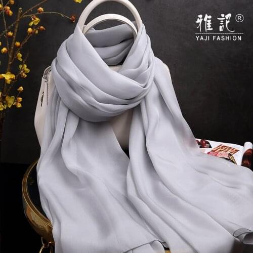 Light Gray Silk Scarf Women Long Scarf Plain Solid Soft Spring Hangzhou Elegant 100% Silk Scarf Shawl Autumn Winter Summer