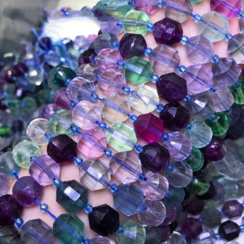 Loose beads blue purple Fluorite square Faceted 8/12mm for DIY jewelry making loose beads FPPJ wholesale nature