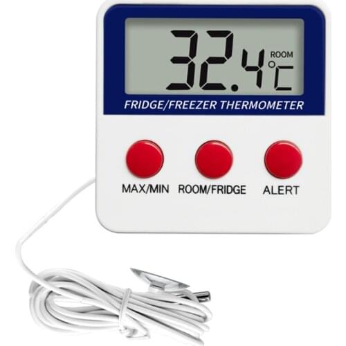 Refrigerator Fridge Thermometer Digital Freezer Room Thermometer Max/Min Record Function LCD Screen & Magnetic Back