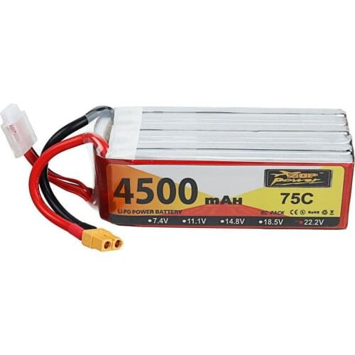 ZOP Power 4S 5S 6S 4500mah 5000Mah Lipo Battery 14.8V 18.5V 22.2V 45C 75C XT60 Plug For FPV RC Racing Drone Car Spare Parts
