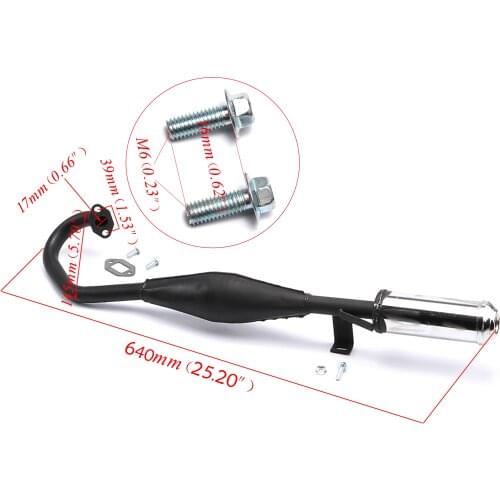 TDPRO 613mm Motorcycle Muffler Exhaust Pipe For 2 Stroke 43CC 47cc 49cc Mini Motor Quad Dirt Monkey Pocket Pit Bike ATV Scooter