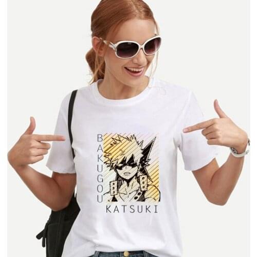 Funny Bakugo Is Baby Cartoon Graphic Printed T Shirt Japan Anime Clothes My Hero Academia Cotton Fashion Tee Black White Tops