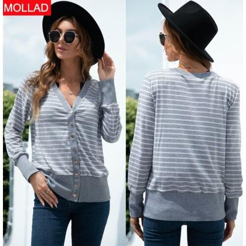 Womens Clothing Hot Sale 2021 Autumn New Hot Sale Striped Stitching Breasted Cardigan Coat