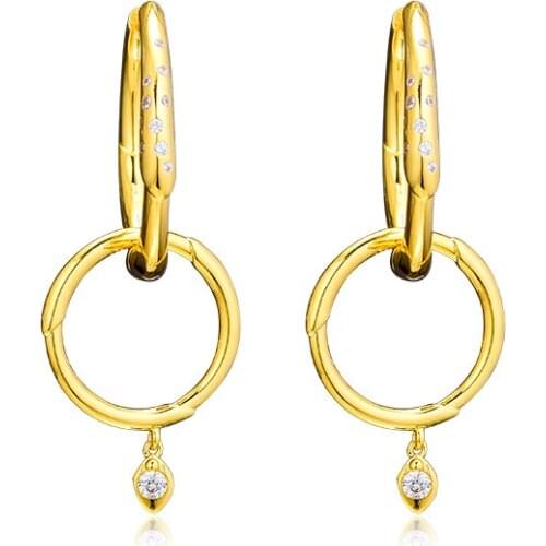 Shine Flower Stem EarringHoops 925 Sterling Silver Jewelry For Woman Make up Fashion Female Earrings Party Jewelry Wholesale