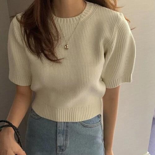 Alien Kitty 2021 New Summer Skinny Elegant Slim Sexy Elastic Basic Casual Femme Office Lady Loose Sweaters All Match Solid