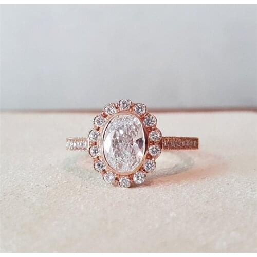 1.0 Carat 7*5mm DF Color Oval Cut Brilliant Engagement Moissanite 14K Solid Gold Find Ring For Women