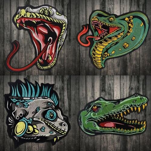 Animal Badge Patches for Clothing Iron on Embroider Sew Applique Snake, , lizard Apparel Patch Accessories Decoration