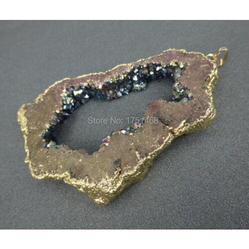 1pcs Druzy Stone Gray for Jewlery Making Suppliers Gems Necklaces for Dinnder Fashion Design MOQ3PCS