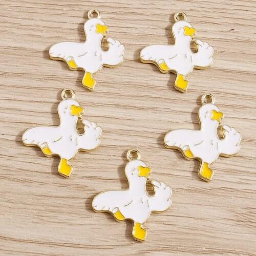 10pcs 22*25mm Cartoon Alloy Enamel Cock Charms for Jewelry Making Pendants Necklaces Earrings Bracelets DIY Handmade Crafts