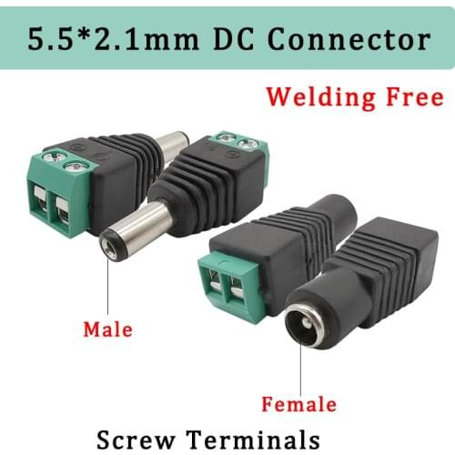 10Pcs 5.5mm x 2.1mm DC Power Plug Connector Female Male DC Power Jack Plug Adapter for LED Strip CCTV Camera Light Connection