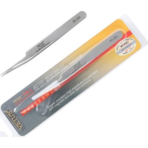 10pcs/Lot Vetus Professional Eyelash Tweezers Stainless Steel Antistatic Tweezers for False Eyelash Extension SA Series