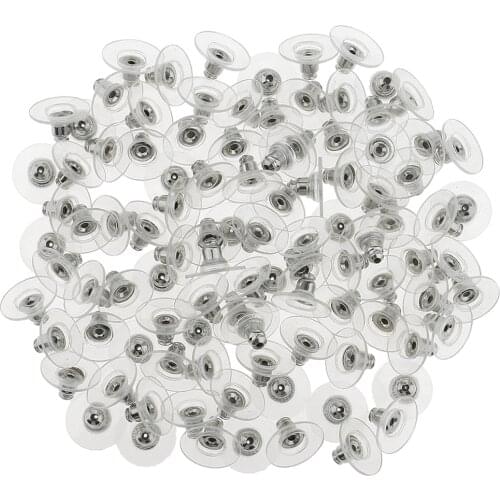 100x Transparent Plastic Earring Stopper Post Earring Finding Back Nut