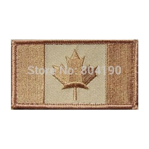 3" CANADA FLAG DESERT CANADIAN MILITARY ARMY ISAF COMBAT ACU HOOK BACKING PATCH MILSPEC SWAT