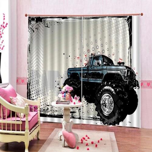 Car 3D Curtains Photo For Living Room Bedroom Home Decoration Customize Blackout Curtains Window