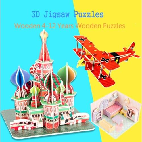 TD ZW 3D Jigsaw Puzzles 4-12 years Wooden Puzzles for Children/Kids Educationa lTelligence Puzzle Toys Decoration Stickers Gift