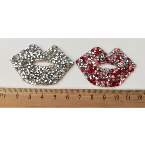5pcs Sequin besded Lips patches for clothing vintage iron on Hot drilling rhinestones patch fashion bags decoration accessories