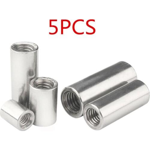 5pcs Round Coupling Nuts M3 M4 M5 M6 M8 m10 Extend long round coupling nut 304 stainless steel Lead Screw Connection Nut