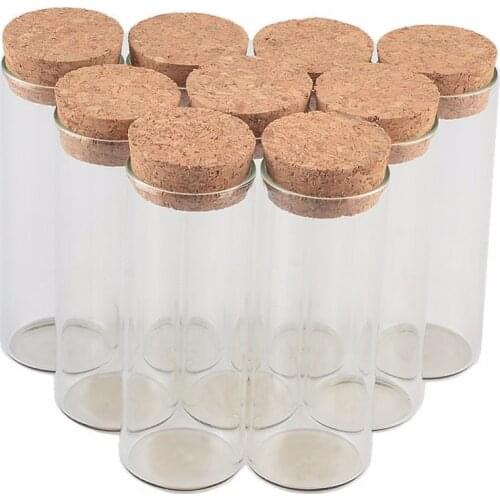 50 pcs 30x80 mm 40ml Flat Bottom Glass Tube Bottles With Corks Empty Scented Tea Little Jars Decorative Vials Containers