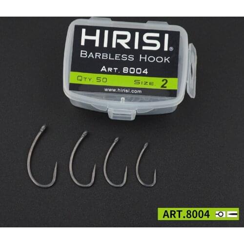 50pcs Carp Fishing Hook Coating Barbless Non-barb Fishhooks High Carbon Steel 8004
