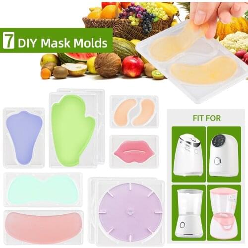 7pcs DIY Silicone Reuseable Facial Mask Mold For Fruit Vegetable Mask Machine Clear Mask Mold Tray Mask Making Tool Mark Up Tool