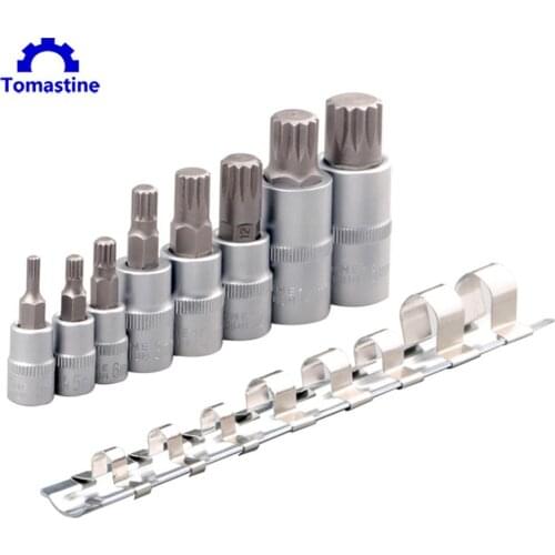 8pcs 1/4" 3/8" 1/2" Socket Wrench Bits Set Screwdrivers Bit Car Hand Tools Tamper proof Torx Star Bit Sockets For Auto Repairing