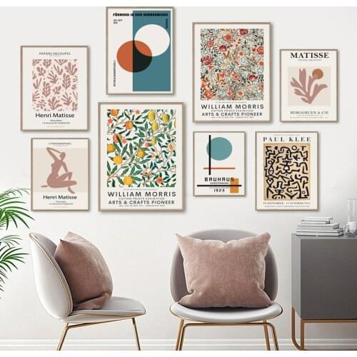 Abstract Bauhaus Matisse William Morris Wall Art Canvas Painting Nordic Posters And Prints Wall Pictures For Living Room Decor