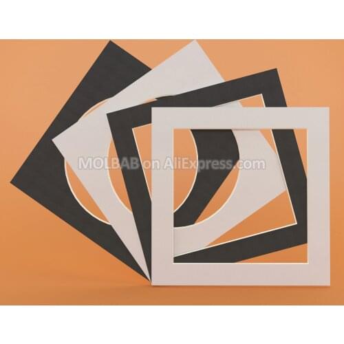 White/Black Photo Mats Square Circle 8/10/12/14/16 Inch Paperboard Textured Surface For Picture Frames Passe-Partouts 12PCS/Lot