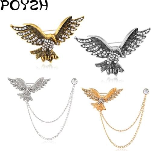 Bird Brooch flying in the blue sky Spread wings and soar Eagles Lapel Pin Metal chain pin fashion Jewelry gifts for mens suits