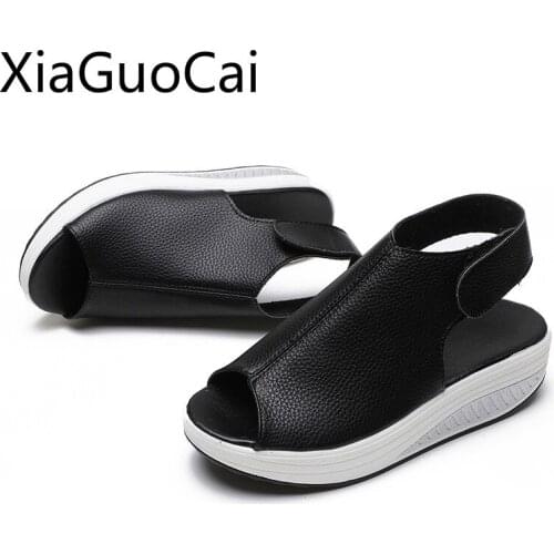 Black and Yellow Women Wedges Sandals Summer Pu Leather Female Platform Sandals Sexy Brand Breathable Sandals