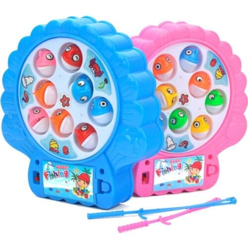 Kids Electronic Shell Shape Rotation Fishing Toys with Music and Two Rod Funny Interactive Education For Children