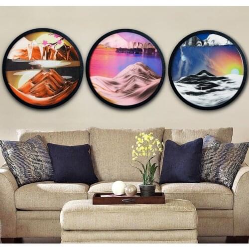 Kid 3D Hourglass Moving Sand Art Picture Round Glass 3D Deep Sea Sandscape In Motion Display Flowing Sand Frame Home Decor