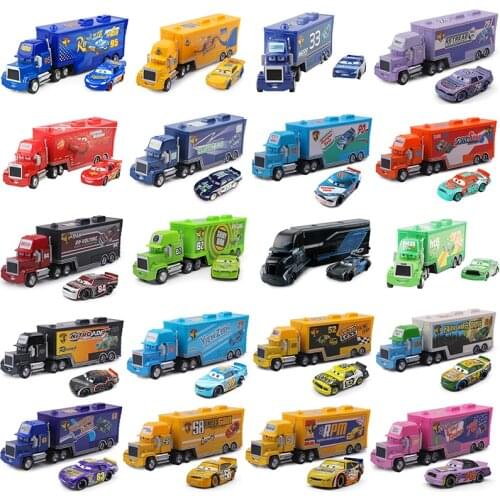 Disney Pixar Cars Mack Uncle Lightning McQueen King Francesco Chick Hicks Hudson Truck & Car Set 1:55 Diecast Model Toy Car Gift