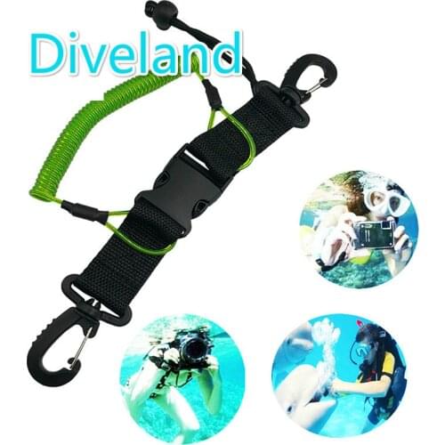 Stainless Steel Double Reef Hook with Spiral Coil Lanyard & Quick-release Buckle Scuba Diving Underwater Accessories