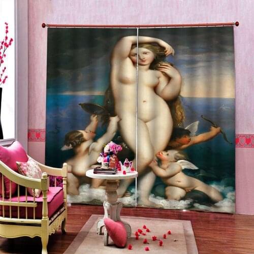 European 3D Curtains angel design Curtains For Living Room Bedroom blackout curtains Thick shading soundproof windproof curtain