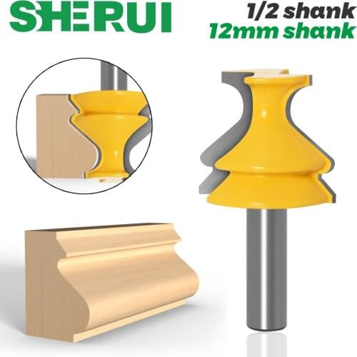1pcs 12mm 1/2 inch Shank Architectural Molding Handrail Router Bits Set Casing Base CNC Line Woodworking Cutters Face Mill
