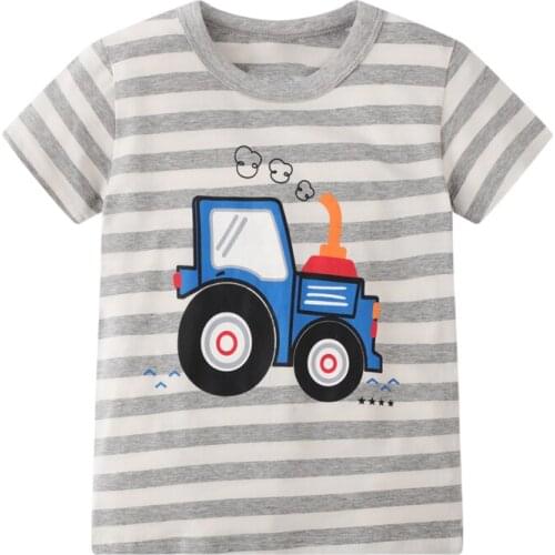 Jumping Meters T-shirt Baby Cotton Summer Clothing Cute Striped Tractor Fashion Soft Treatment Breathable Clothes 2-7Years