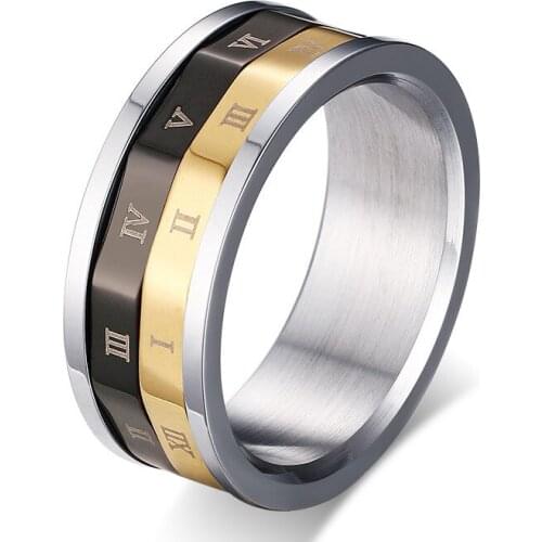 Hot Sale Double Color Roman Numerals Moveable Stainless Steel Rings