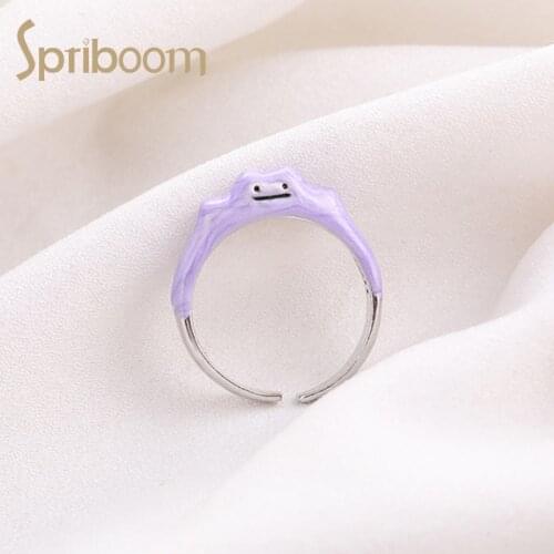 New Funny Monster Rings Korean Purple Cute Smiling Womens Ring Personality Design 2021 Trendy Jewelry Aesthetic Girls Gifts