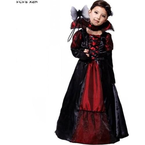 Girls Halloween Vampire Costumes Kids Children Queen Princess Cosplay Carnival Purim Masquerade Stage Show Role Play party dress