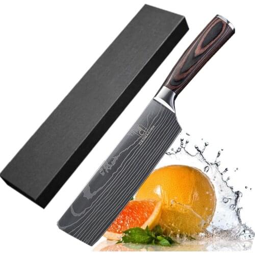 DAOMACHEN Kitchen knife Chef Knives 8 inch Japanese High Carbon Stainless Steel Sanding Laser Pattern Vegetable Santoku Knife