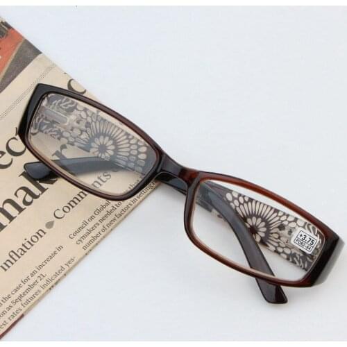 DRDAR fashion Womens Reading Glasses 8869 Elegant flowers Presbyopia Hyperopia eyeglasses HD Anti-fatigue brown Square Frame