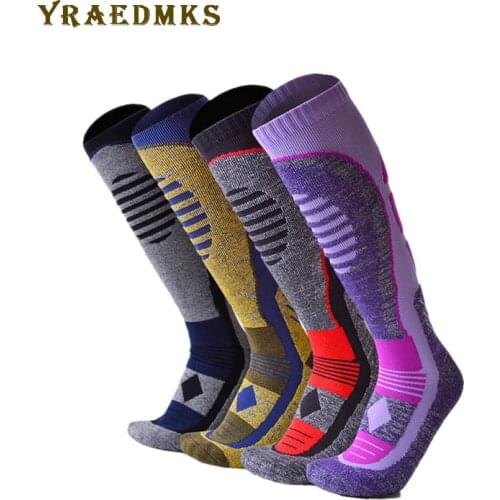 2019 new winter long tube ski socks hiking hiking socks thickening height men and women towel bottom Over the knee snow socks
