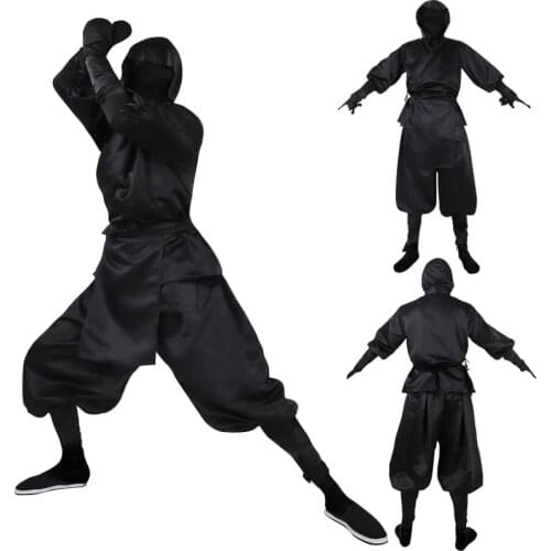 2021 new Japanese black ninja cosplay suit Halloween costume adult ninja samurai men and women suit size XS-3XL