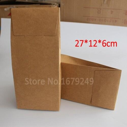 27*12*6cm Kraft paper bags Hand food packaging bag gift bags Dry fruit Cookies Walnut upright stand box bag 50piece\lot