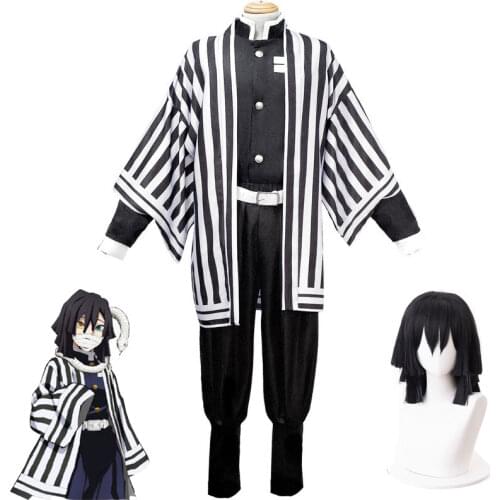 Iguro Obanai Anime Demon Slayer Kimetsu No Yaiba Iguro Obanai Cosplay Wig Costume White Snake Prop Men Women Halloween Christmas