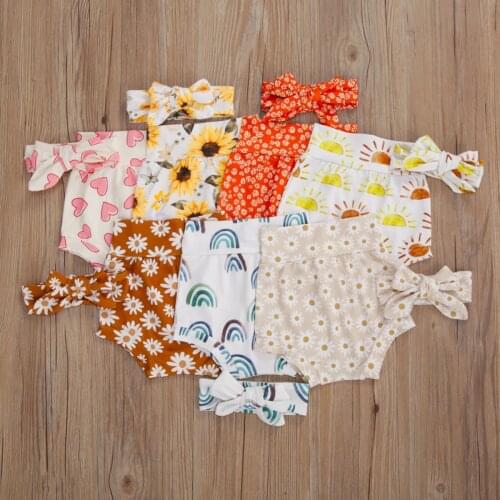 Pudcoco Newborn Baby Girls Floral Shorts Infant Casual 7 Colors Short Pants Only + Headband Kids High Quality Clothes 2020 Sale