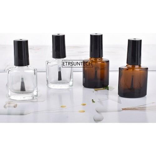 100pcs 7ml Empty Nail Polish Bottle Cosmetic Containers Nail Glass Bottles With Brush Amber Clear Glass With A Lid Brush F3571